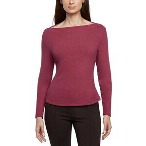 Banana Republic Womens Ribbed Knit Boat neck Long-Sleeve Top Large Pink i1719